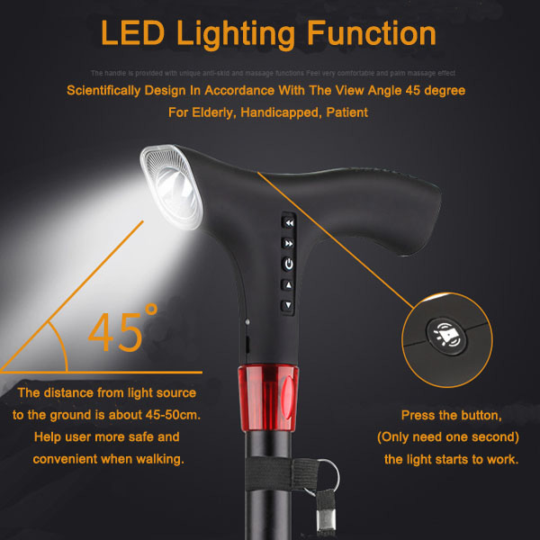 Led lighting intelligent multi-functional electronic cane