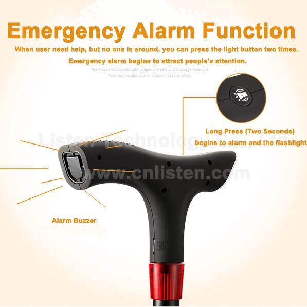 walking stick with emergency alarm function