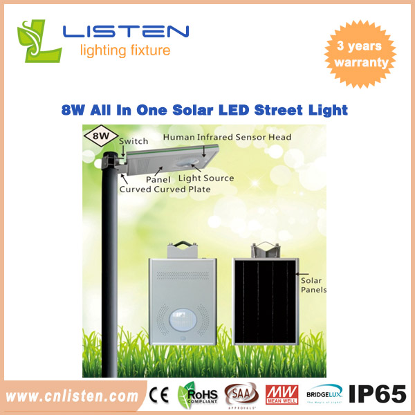 8W/12W integrated solar led street lamp/Listen Technology Co., Ltd./www.cnlisten.com