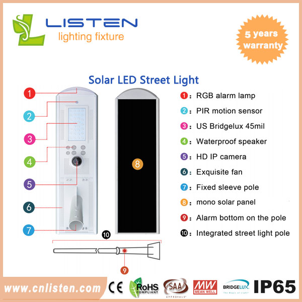 App control computer web control solar street light all in one outdoor road lighting with camera