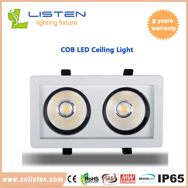 High Power LED COB Recessed Ceiling Light Dual Head Grilled White Painted Lamp