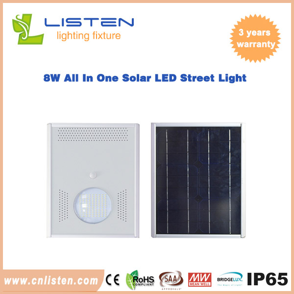 8W/12W All in One Solar LED Street Light CE RoHS IP65 Approved 
